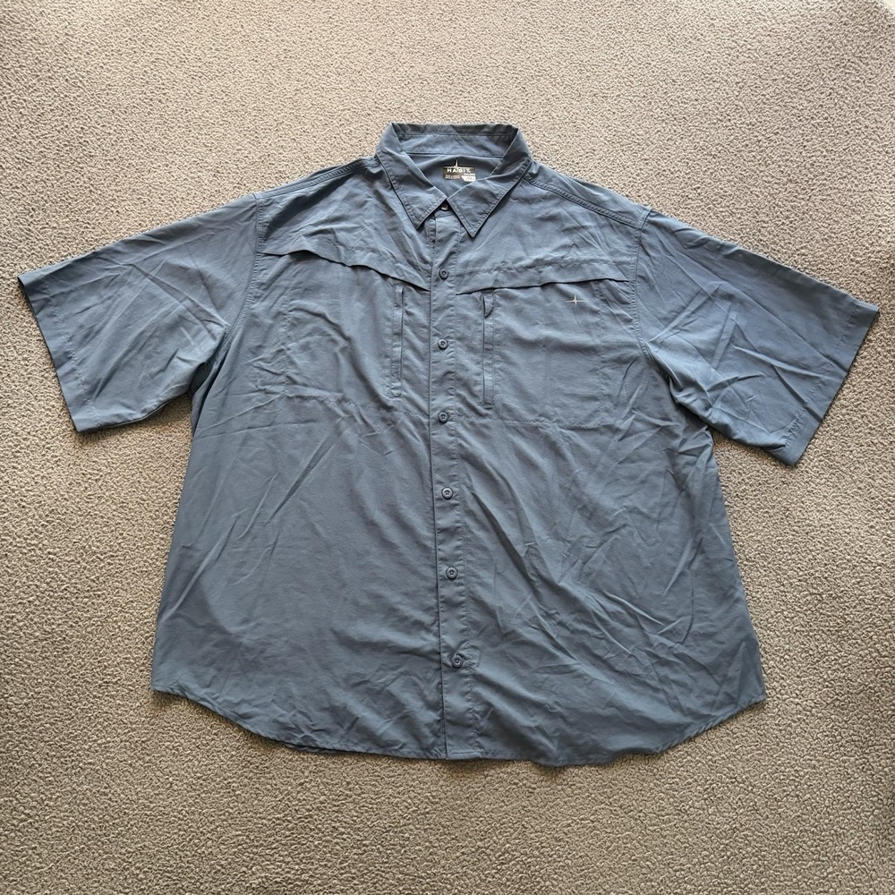 Habit Fishing SPF 30+ Shirt Vented Button Relaxed Fit Blue Men's 2XL Outdoor